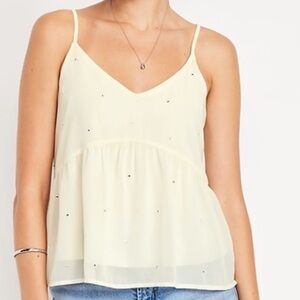 Embellished Cami Peplum Top — Cream NWT XL Tall